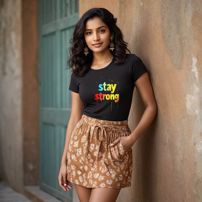 Stay Strong Tshirt - Unisex Round Neck Regular Fit 100% Combed Cotton Half Sleeve T-Shirt - Mojilo Mart