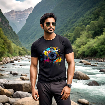 Photography Design Camera - Unisex Round Neck Regular Fit 100% Combed Cotton Half Sleeve T-Shirt - Mojilo Mart