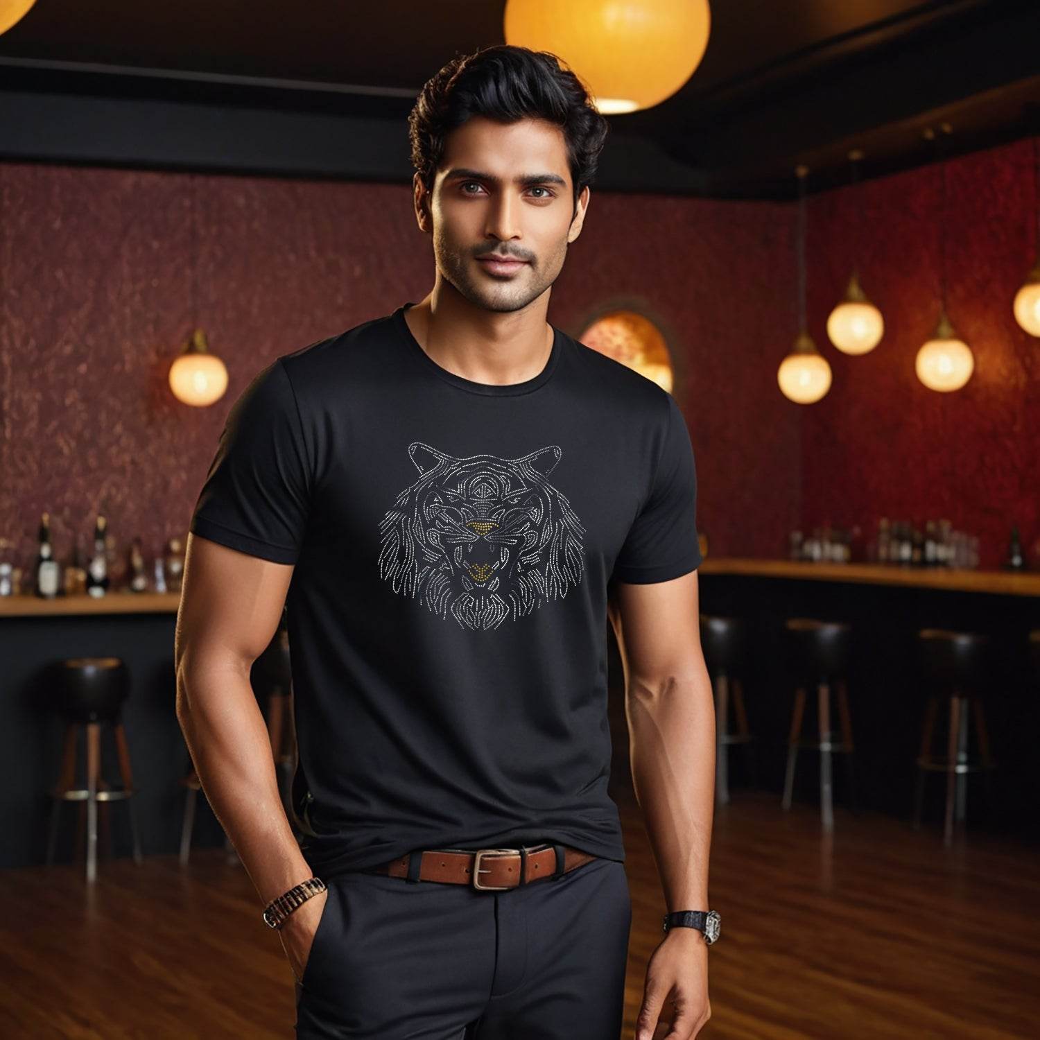 SILVER FACE TIGER - Unisex Round Neck Regular Fit 100% Combed Cotton Half Sleeve T-Shirt - Mojilo Mart