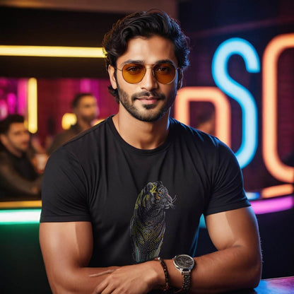 SILVER & GOLD SPANGLE ROYAL Bengal Tiger - Unisex Round Neck Regular Fit 100% Combed Cotton Half Sleeve T-Shirt - Mojilo Mart