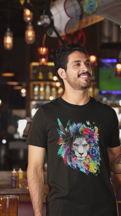 Lion Inspirational Nature Power Tshirt - Unisex Round Neck Regular Fit 100% Combed Cotton Half Sleeve T-Shirt