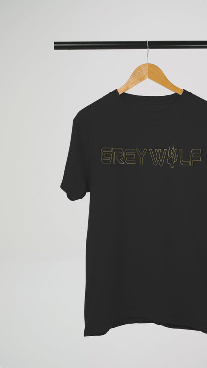 GOLD SPANGLE GREY WALF - Unisex Round Neck Regular Fit 100% Combed Cotton Half Sleeve T-Shirt