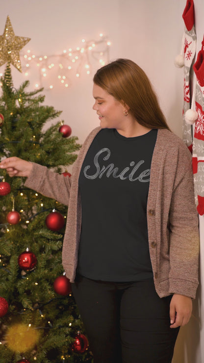 SILVER SPANGLE SMILE - Unisex Round Neck Regular Fit 100% Combed Cotton Half Sleeve T-Shirt