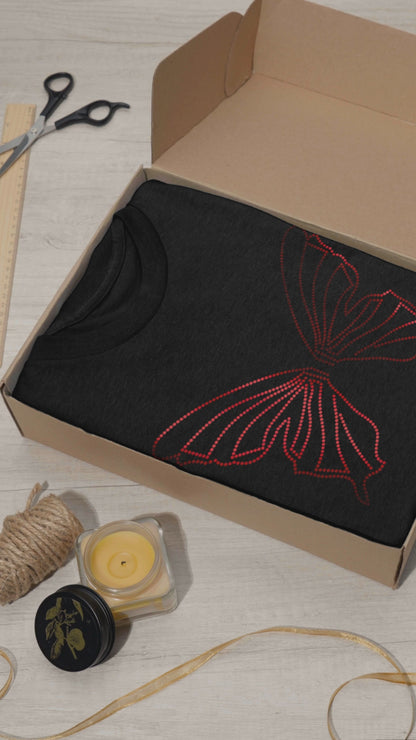 RED BUTTERFLY - Unisex Round Neck Regular Fit 100% Combed Cotton Half Sleeve T-Shirt