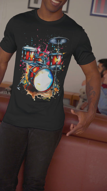 Cool Percussion Instrument for Beat and Drums - Unisex Round Neck Regular Fit 100% Combed Cotton Half Sleeve T-Shirt
