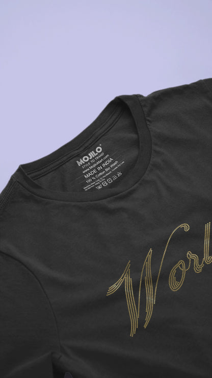 GOLD SPANGLE WORLD - Unisex Round Neck Regular Fit 100% Combed Cotton Half Sleeve T-Shirt