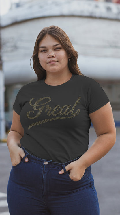 GOLD SPANGLE GREAT - Unisex Round Neck Regular Fit 100% Combed Cotton Half Sleeve T-Shirt