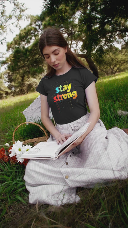 Stay Strong Tshirt - Unisex Round Neck Regular Fit 100% Combed Cotton Half Sleeve T-Shirt