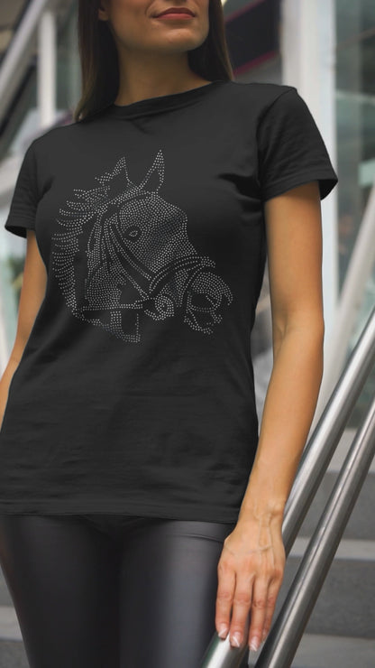 SILVER SPANGLE HORSE - Unisex Round Neck Regular Fit 100% Combed Cotton Half Sleeve T-Shirt