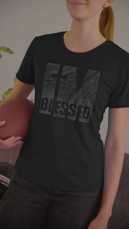 SILVER SPANGLE IM BLESSED - Unisex Round Neck Regular Fit 100% Combed Cotton Half Sleeve T-Shirt