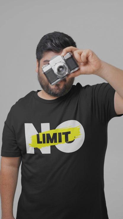 NO LIMIT - Unisex Round Neck Regular Fit 100% Combed Cotton Half Sleeve T-Shirt