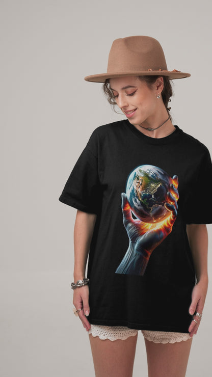 Space Explorer & Earth Cosmic Adventure Shirt - Unisex Round Neck Regular Fit 100% Combed Cotton Half Sleeve T-Shirt