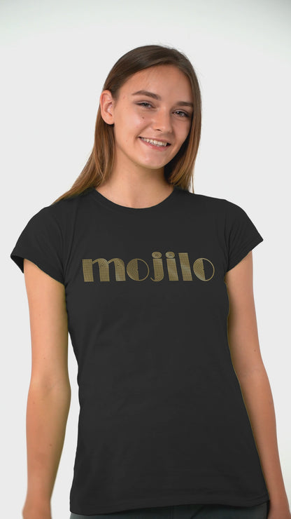 MOJILO SPANGLE DOTT GOLD - Unisex Round Neck Regular Fit 100% Combed Cotton Half Sleeve T-Shirt