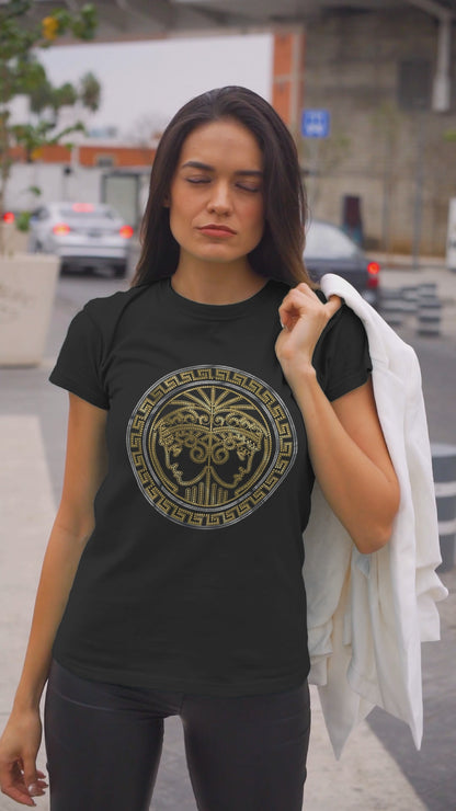 SILVER & GOLD SPANGLE motif - Unisex Round Neck Regular Fit 100% Combed Cotton Half Sleeve T-Shirt