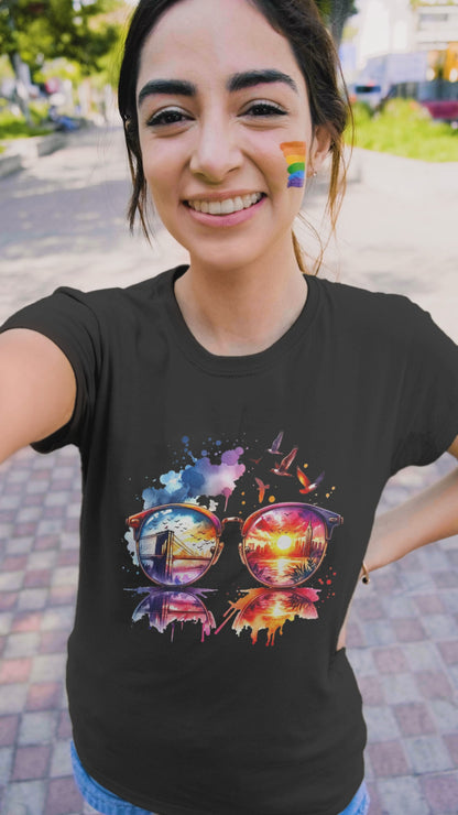 Neon Sunglasses - Unisex Round Neck Regular Fit 100% Combed Cotton Half Sleeve T-Shirt
