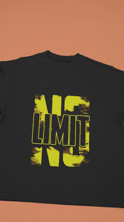 NO LIMIT Yellow - Unisex Round Neck Regular Fit 100% Combed Cotton Half Sleeve T-Shirt