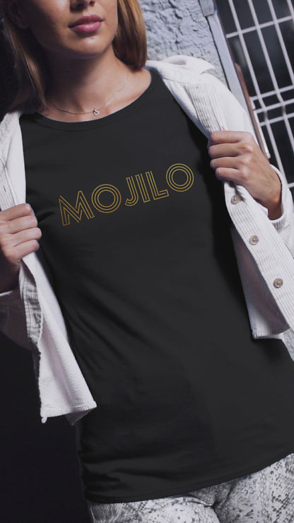 MOJILO SPANGLE GOLD REAL LOGO - Unisex Round Neck Regular Fit 100% Combed Cotton Half Sleeve T-Shirt