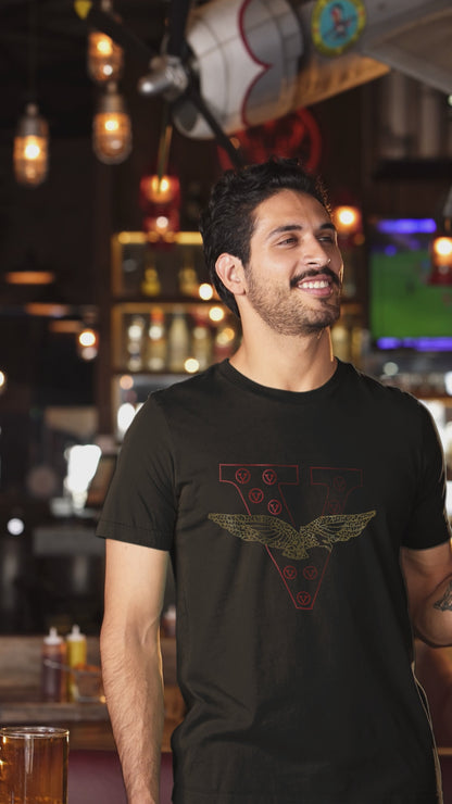 V Eagle- Unisex Round Neck Regular Fit 100% Combed Cotton Half Sleeve T-Shirt