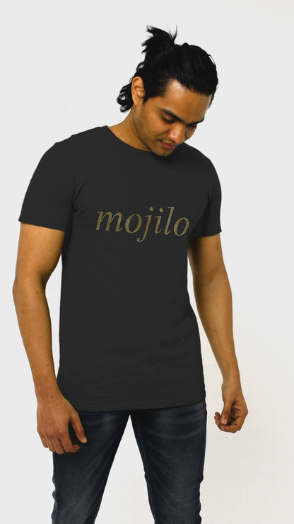 MOJILO SPANGLE KHARSU  GOLD WRITING - Unisex Round Neck Regular Fit 100% Combed Cotton Half Sleeve T-Shirt