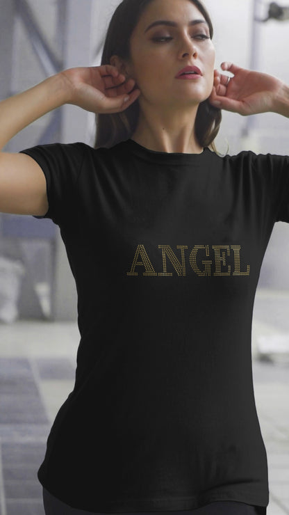 GOLD SPANGLE ANGEL - Unisex Round Neck Regular Fit 100% Combed Cotton Half Sleeve T-Shirt