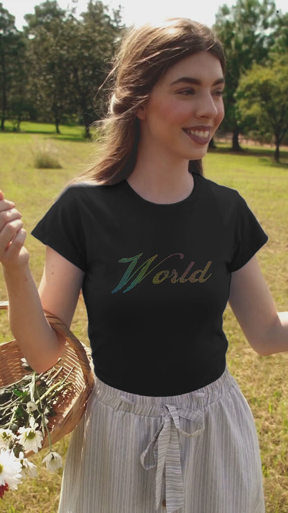 RAINBOW SPANGLE WORLD - Unisex Round Neck Regular Fit 100% Combed Cotton Half Sleeve T-Shirt