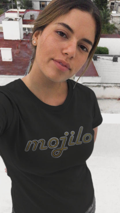 MOJILO SPANGLE SILVER GOLD - Unisex Round Neck Regular Fit 100% Combed Cotton Half Sleeve T-Shirt