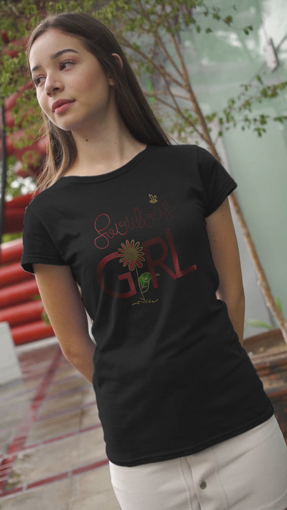 GOLD-GREEN & RED SPANGLE Sovulous GIRL - Unisex Round Neck Regular Fit 100% Combed Cotton Half Sleeve T-Shirt