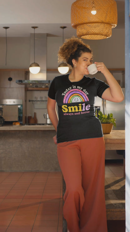 Today is My Day SMILE - Unisex Round Neck Regular Fit 100% Combed Cotton Half Sleeve T-Shirt