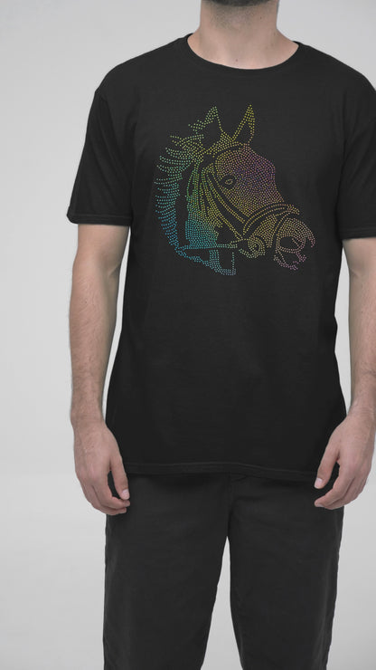 RAINBOW SPANGLE HORSE - Unisex Round Neck Regular Fit 100% Combed Cotton Half Sleeve T-Shirt