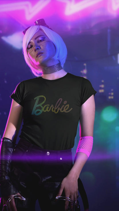 RAINBOW SPANGLE Barbie - Unisex Round Neck Regular Fit 100% Combed Cotton Half Sleeve T-Shirt