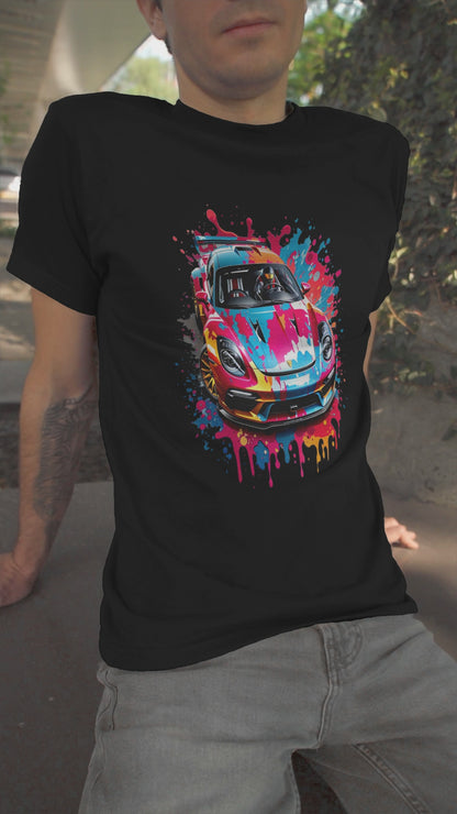 Colorful Car  - Unisex Round Neck Regular Fit 100% Combed Cotton Half Sleeve T-Shirt