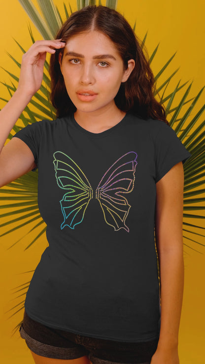 MULTI BUTTERFLY - Unisex Round Neck Regular Fit 100% Combed Cotton Half Sleeve T-Shirt