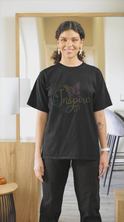 RAINBOW SPANGLE Inspire BUTTERFLY - Unisex Round Neck Regular Fit 100% Combed Cotton Half Sleeve T-Shirt