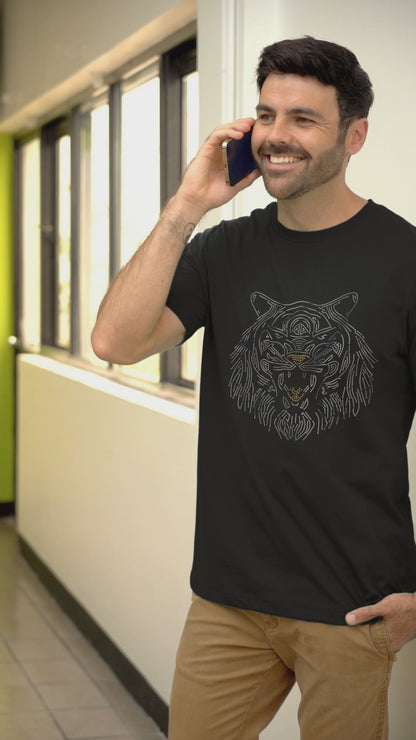 SILVER FACE TIGER - Unisex Round Neck Regular Fit 100% Combed Cotton Half Sleeve T-Shirt