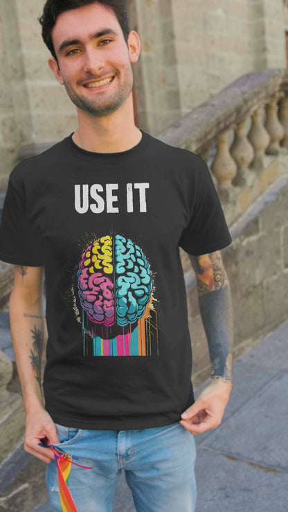 Use IT Artistic Brain Art IQ Physics - Unisex Round Neck Regular Fit 100% Combed Cotton Half Sleeve T-Shirt